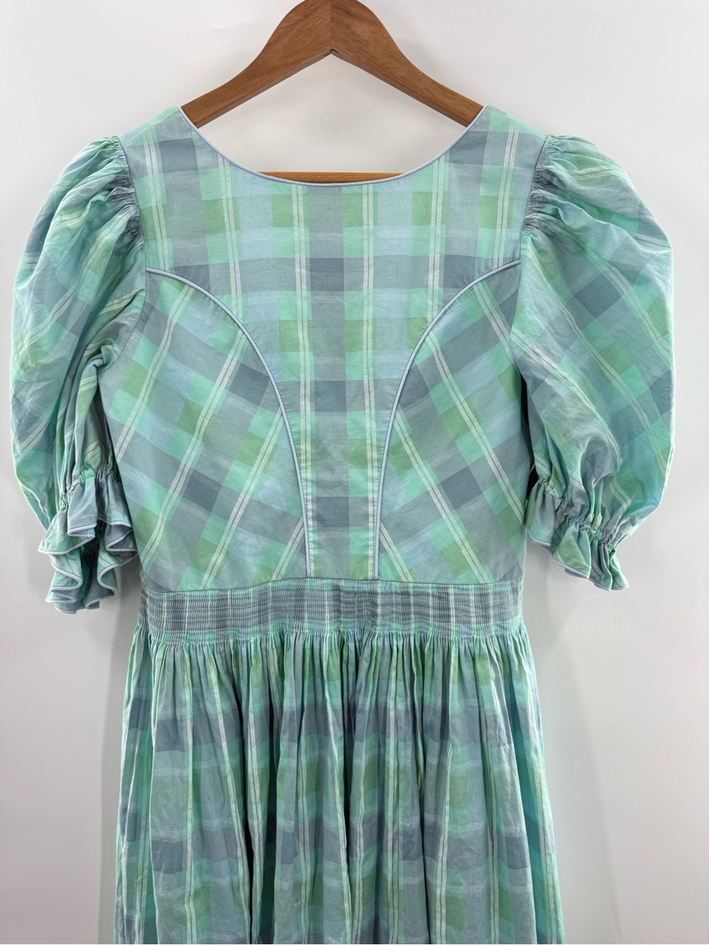 Vintage Linnartz Austrian Folk Cotton Prairie Peasant Midi Dress Puff Sleeve Med - Picture 9 of 14